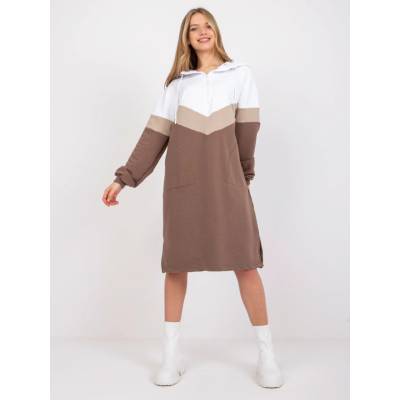 Dámske mikinové šaty RV-SK-7462.00-white-brown