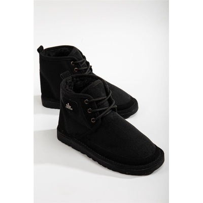 Moda Trend Дамски велурени боти с връзки - Черни #365454 (365454_Черно)