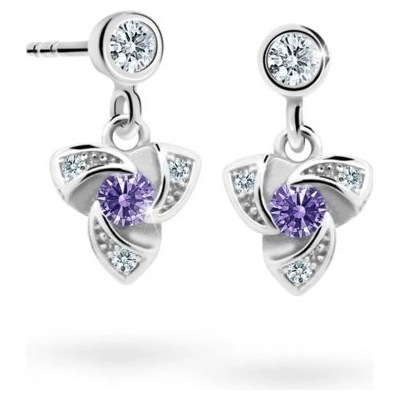 Danfil dětské náušnice C2203 z bílého zlata s kamínkem Amethyst zapínání balónek