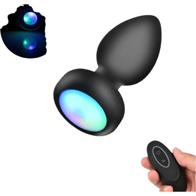 Mrow - светещ радио анален вибратор (черен)