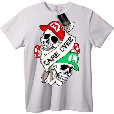 NOONEBRAND Тениска Mario & Luigi Черепи Game Over - 2XL, Black