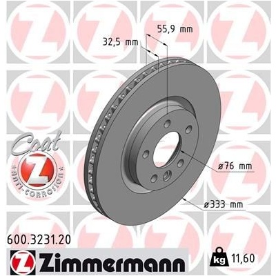 Brzdový kotúč (cena za 1ks) ZIMMERMANN 600.3231.20