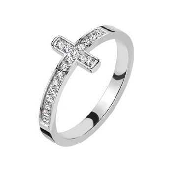 Šperky4U Ocelový prsten kříž OPR1918