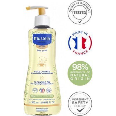Mustela Bébé Cleansing Oil hydratační koupelový olej pro děti od narození 500 ml