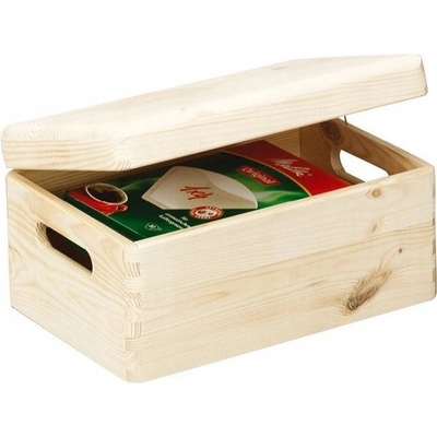 Zeller Drevený úložný box s vekom 30 x 20 cm borovicové drevo