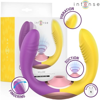 Вибратор с двойна стимулация и вакуум, мощни режими, 11, 7см - Intense Willow (D-245699)