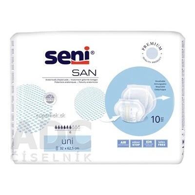 Seni SAN Uni plienky vkladacie anatomické 6 kvap. 1800 ml 10 ks