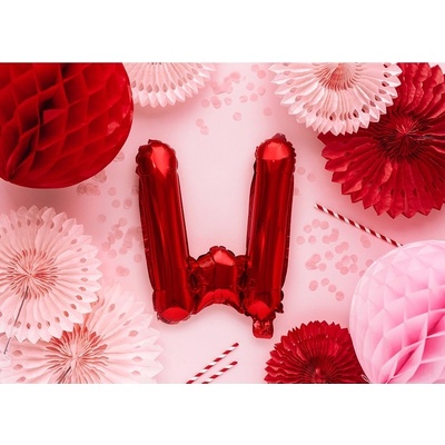 PartyDeco Fóliový balón Mini Písmeno W 35 cm rudý