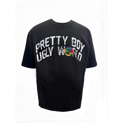 Pretty boy ugly world Детска тениска PRETTY BOY UGLY WORLD The Pretty Boy Ugly World Cotton Short Sleeve Crew Neck T-Shirt Mens - Wash Black