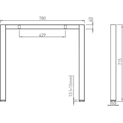 Voga HIDE HUBO šířka 800/600 mm výška 715 mm RAL9006G 800 mm – Zbozi.Blesk.cz