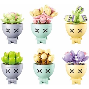 Sluban B1076 Sukulenty v květináči Displej 6 ks