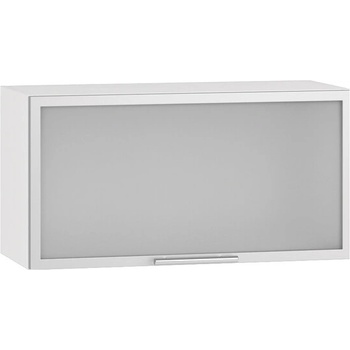 Image 1 of Bogdan Furniture Europe Горен шкаф витрина с клапваща врата ВМ 60/36 r1-Е20, стъкло сатен/алуминеива рамка/бял гланц