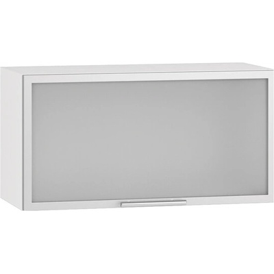 Bogdan Furniture Europe Горен шкаф витрина с клапваща врата ВМ 60/36 r1-Е20, стъкло сатен/алуминеива рамка/бял гланц