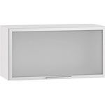 Bogdan Furniture Europe Горен шкаф витрина с клапваща врата ВМ 60/36 r1-Е20, стъкло сатен/алуминеива рамка/бял гланц - memo