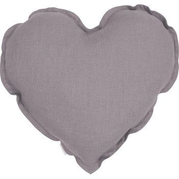 Cotton and Sweets Ľanový vankúš srdca tmavo šedá 44cm