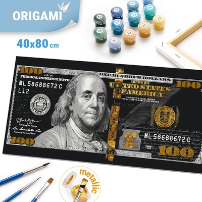 Origami Malování podle čísel na rámu 40 x 80 cm Franklin Dolar 100 dolarů s metalickými barvami zlato Lidé \ Filmoví hrdinové LW 5100 – Hledejceny.cz