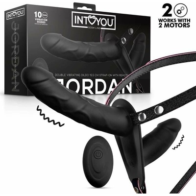 Intoyou Jordan strap-on postroj s vnútorným a vonkajším dildom s diaľkovým ovládaním
