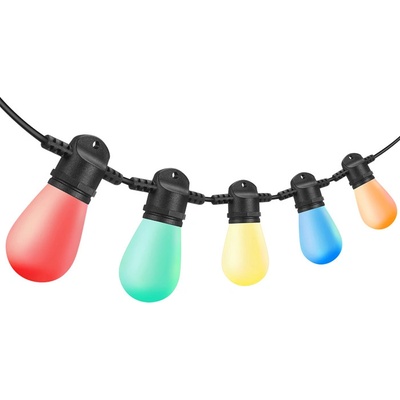 Ecolite LED řetěz 15xS14/0,6W,230V,RGBW,IP66,14m+7,5m