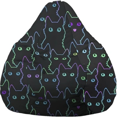 Pufrelax Пуф круша за деца 4-14 г. , 160л. , Nirvana Light, Cute Cat, Водоустойчив, Перящ се калъф, Пълнеж от Полистиролни перли, принт (PUF-G-NL-TEXP-CUT)