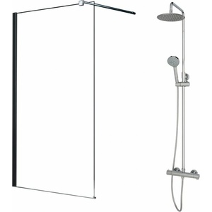 Fluminia Комплект душ кабина Mediterraneo Foxy Walk-In хром 90x200 см и душ колона Omnires Y хром (foxy90+Y1244XOCR)