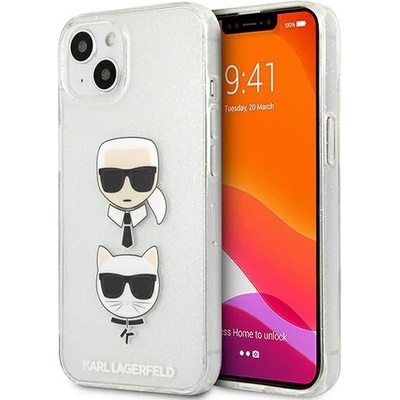 KARL LAGERFELD Калъф Karl Lagerfeld KLHCP13SKCTUGLS Glitter Karl`s & Choupette, за iPhone 13 mini, сребърен (KF000807)