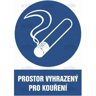 Grafiko | Prostor vyhrazený pro kouření - Text obrázku Prostor vyhrazený pro kouření, Materiál Hliník, Rozměr 297x210mm