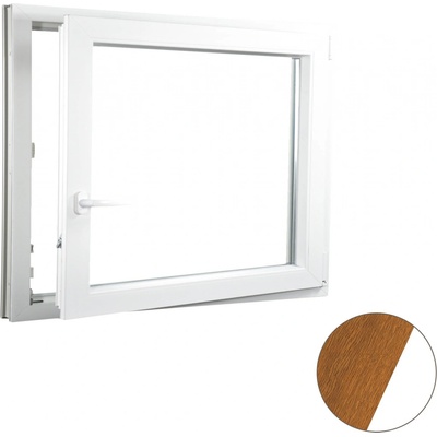 Aluplast Plastové okno jednokřídlo zlatý dub/bílé 900 x 600 mm Pravé, Dvojsklo Ug= 1,1