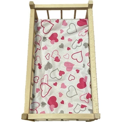 SDS Matrac do postieľky pre bábiky Srdiečka sivoružová 50x28 cm