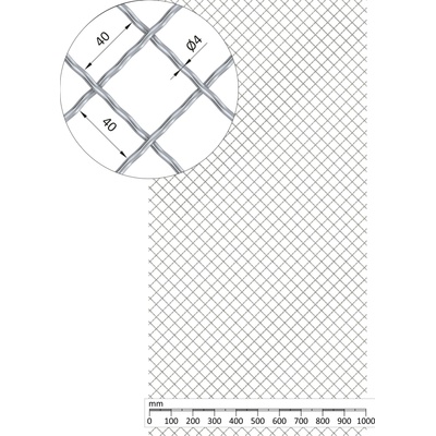 Rebierkové pletené sito 1000 x 2000 mm, vzor Diamant, pozink