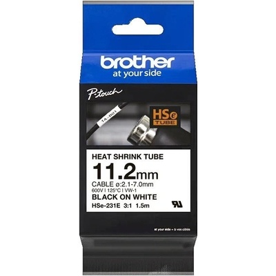 Zmršťovacia bužírka BROTHER HSE231E čierna tlač/biely podklad (11.2mm) 1,5M