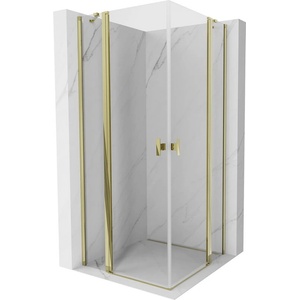Mexen Mist Duo кабина за душ с панти 90 x 90 см, прозрачна, златиста - 8A4-090-090-50-00 (8A4-090-090-50-00)