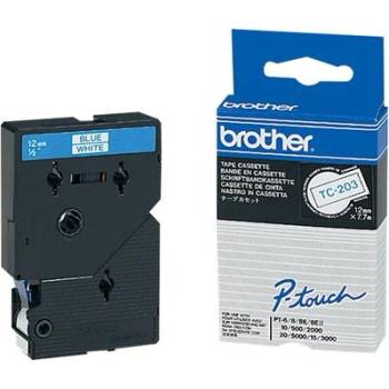 Image 1 of Brother P-Touch TC-203 blue on white 12mm (TC203)