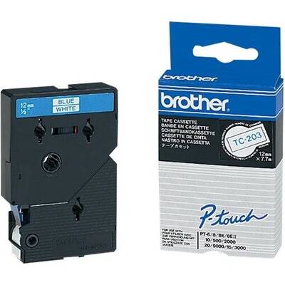 Brother P-Touch TC-203 blue on white 12mm (TC203)