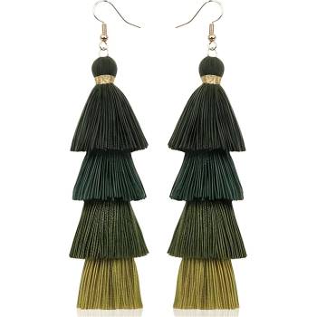 HARAHU Обици qu-32605 - Зелена kp32605 (qu-32605)