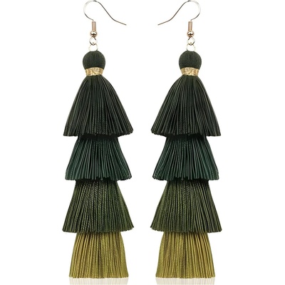 HARAHU Обици qu-32605 - Зелена kp32605 (qu-32605)