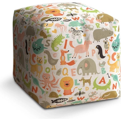 Sablio Taburet cube Zoo abeceda: 50x50x50 cm
