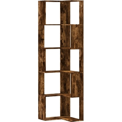 vidaXL Rohová 5patrová knihovna hnědý dub 50x50x179 cm kompozit
