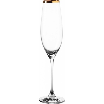 Premium Glas Crystal Sklenice na šampaňské s pozlaceným okrajem 210 ml