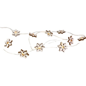 ACA Lighting LED dekoračná girlanda Drevené snehové vločky teplá biela farba 2xAA 120 cm