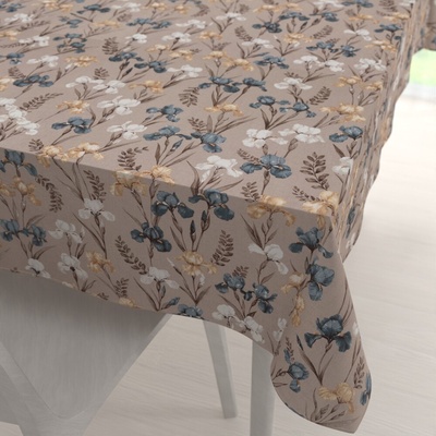 Biante bavlna obdĺžnikový obrus Sandra SA-637 Modro-béžovo-biele kosatce na sivobéžovom 50x100 cm