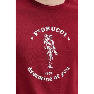 Fiorucci Памучна тениска Burgundy Dreaming of You Regular Fit T-Shirt (M02SMTSH323CJ01RD03)