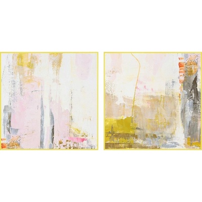 Tlačené/s ručne maľovanými prvkami obrazy v súprave 2 ks s rámom/na plátne 41,5x41,5 cm New Age Yellow – Malerifabrikken