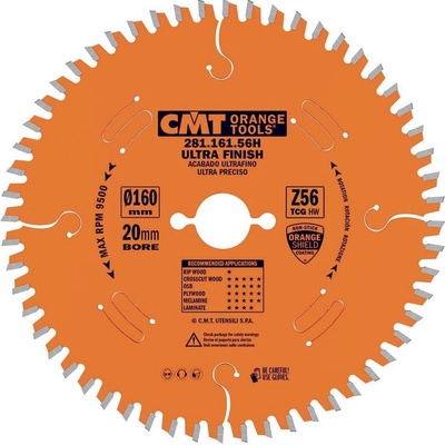 CMT Orange XTreme Pilový kotouč na lamino a DTD D160x2,2 d20 Z56 HW 281.161.56H