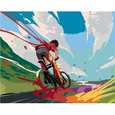 zuty Malování Podle Čísel Cyklista V Barvách 40 x 50 Cm Plátno Rám