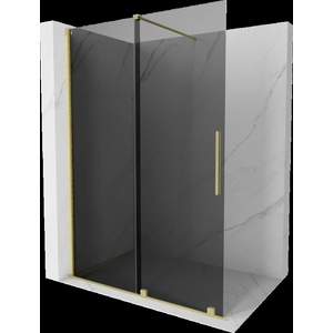 Mexen Velar плъзгаща се душ стена Walk-in 130 x 200 cm, графит 8 mm, злато четкано - 871-130-000-43-55 (871-130-000-43-55)