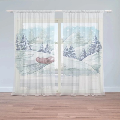 Sablio Vianočné Záclony Rozprávková zima: 2ks 150x250cm