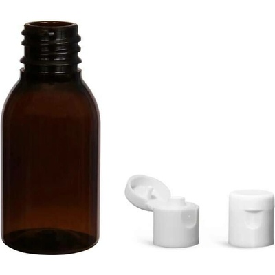 Via Plastová lahvička hnědá široká s bílým dávkovacím víčkem 25 ml