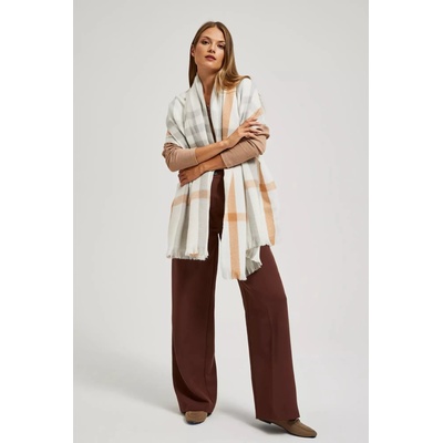 Moodo Шал на квадратчета в перлен цвят Moodo Moodo | Byal | ЖЕНИ | ЕДИН РАЗМЕР