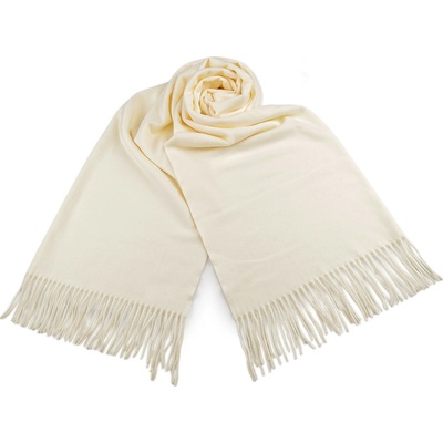 Šátek typu pashmina s třásněmi 1 krémová světlá
