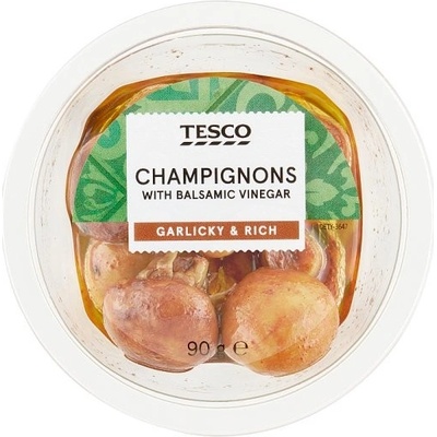 Tesco Marinované šampiňóny v repkovom oleji s octom Aceto Balsamico di Modena 90 g